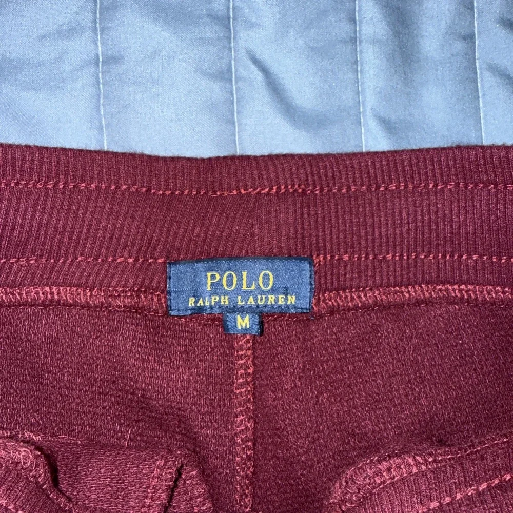 Polo Ralph Lauren Mens Jogger Sweatpants M Burgundy Zip Pocket Fleece